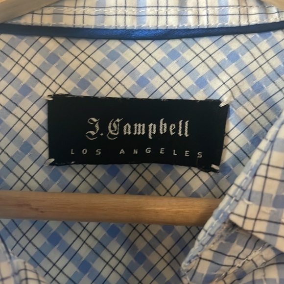 J CAMPBELL Blue Fine Japanese Stiching Shirt - Picture 4 of 5